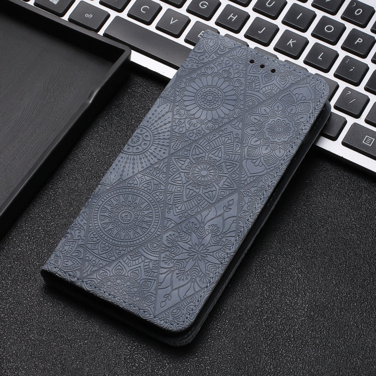 For Samsung Galaxy S24 5G Ethnic Embossed Adsorption Leather Phone Case(Grey) - Galaxy S24 5G Cases by PMC TechLife | Online Shopping South Africa | PMC TechLife