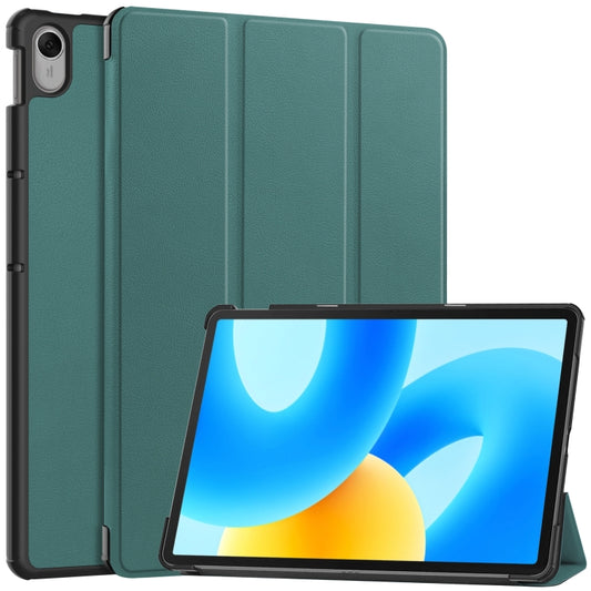 For Huawei MatePad 11.5 2023 Custer Texture 3-Fold Holder Leather Tablet Case(Green) - Huawei by PMC Jewellery | Online Shopping South Africa | PMC Jewellery