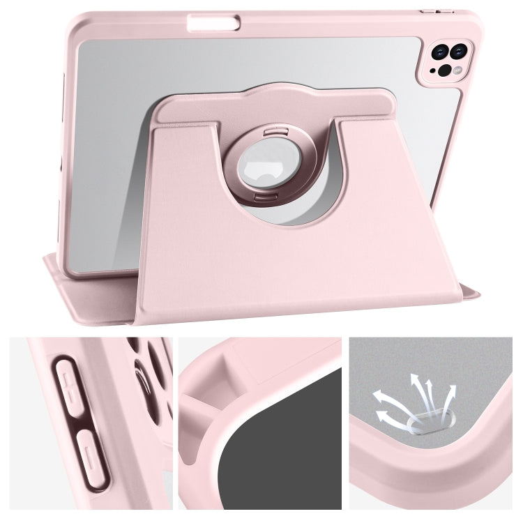 For iPad Pro 11 2024 Acrylic 360 Rotation Detachable Leather Tablet Case(Sand Pink) - iPad Pro 11 2024 Cases by PMC TechLife | Online Shopping South Africa | PMC TechLife | Buy Now Pay Later Mobicred