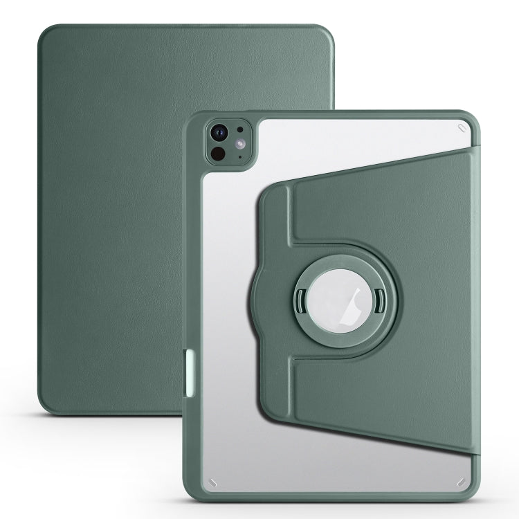 For iPad Pro 11 2024 Acrylic 360 Rotation Detachable Leather Tablet Case(Deep Green) - iPad Pro 11 2024 Cases by PMC TechLife | Online Shopping South Africa | PMC TechLife | Buy Now Pay Later Mobicred