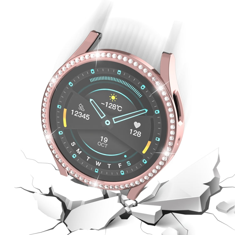 For Samsung Galaxy Watch 6 44mm Diamond Hollow PC Watch Protective Case(Pink) - Watch Cases by PMC TechLife | Online Shopping South Africa | PMC TechLife