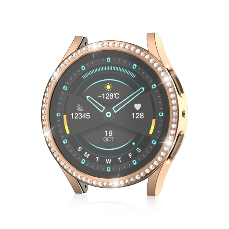 For Samsung Galaxy Watch 6 44mm Diamond Hollow PC Watch Protective Case(Rose Gold) - Watch Cases by PMC TechLife | Online Shopping South Africa | PMC TechLife