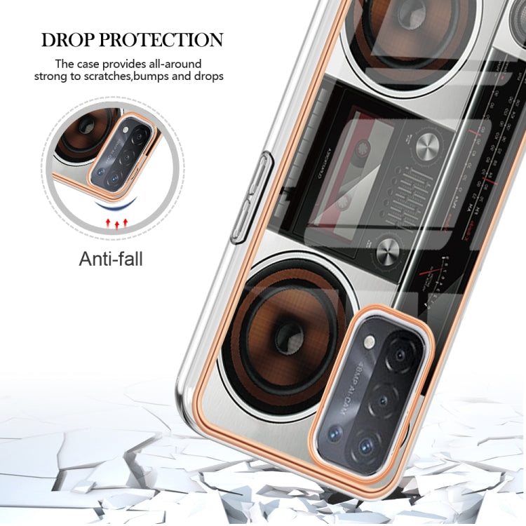 For OPPO A74 / A93 5G / A54 5G / A93s 5G Electroplating Marble Dual-side IMD Phone Case(Retro Radio) - OPPO Cases by PMC Jewellery | Online Shopping South Africa | PMC Jewellery | Buy Now Pay Later Mobicred