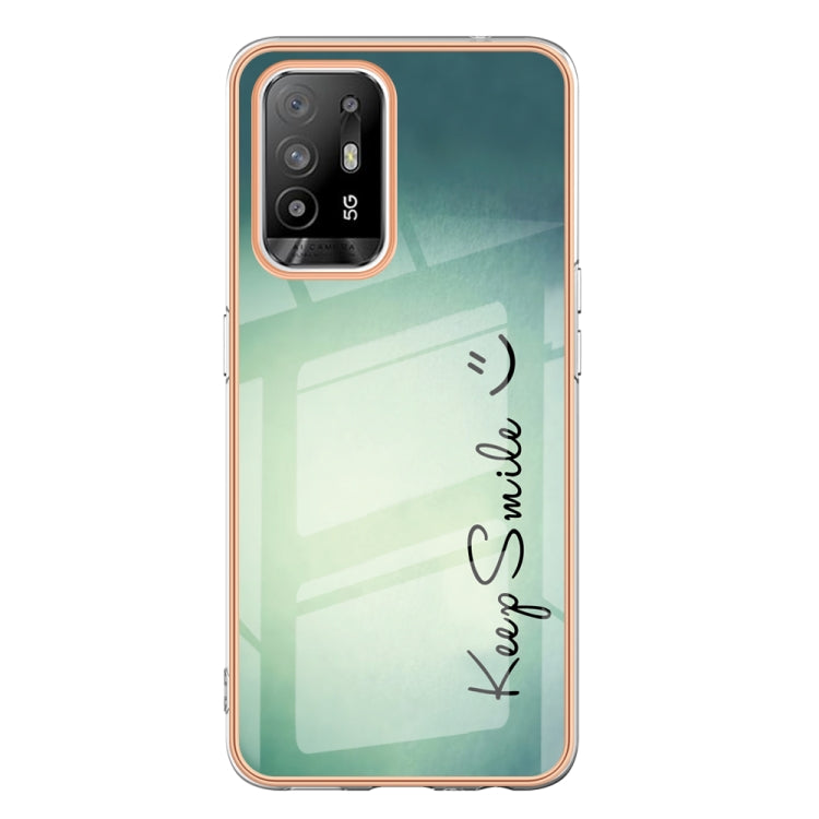 For OPPO A94 5G / A95 5G Electroplating Marble Dual-side IMD Phone Case(Smile) - OPPO Cases by PMC Jewellery | Online Shopping South Africa | PMC Jewellery | Buy Now Pay Later Mobicred
