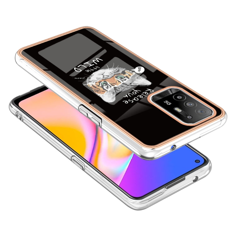For OPPO A94 5G / A95 5G Electroplating Marble Dual-side IMD Phone Case(Natural Growth) - OPPO Cases by PMC TechLife | Online Shopping South Africa | PMC TechLife | Buy Now Pay Later Mobicred