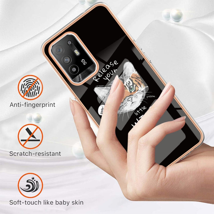 For OPPO A94 5G / A95 5G Electroplating Marble Dual-side IMD Phone Case(Natural Growth) - OPPO Cases by PMC TechLife | Online Shopping South Africa | PMC TechLife | Buy Now Pay Later Mobicred