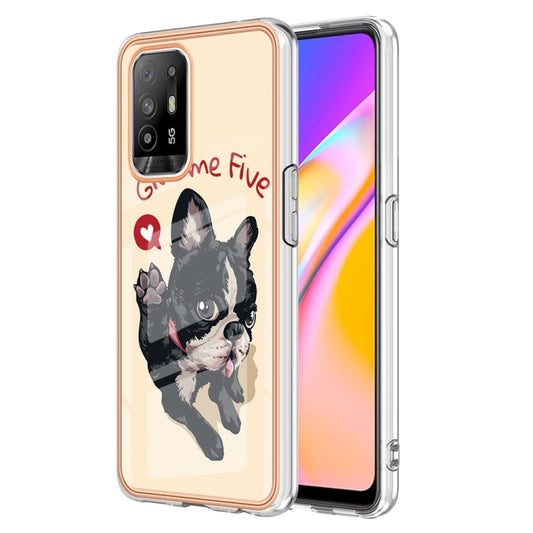 For OPPO A94 5G / A95 5G Electroplating Marble Dual-side IMD Phone Case(Lucky Dog) - OPPO Cases by PMC Jewellery | Online Shopping South Africa | PMC Jewellery | Buy Now Pay Later Mobicred