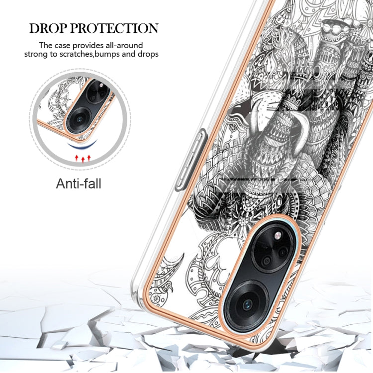 For OPPO A98 Electroplating Marble Dual-side IMD Phone Case(Totem Elephant) - OPPO Cases by PMC Jewellery | Online Shopping South Africa | PMC Jewellery | Buy Now Pay Later Mobicred