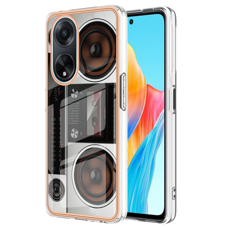 For OPPO A98 Electroplating Marble Dual-side IMD Phone Case(Retro Radio) - OPPO Cases by PMC Jewellery | Online Shopping South Africa | PMC Jewellery | Buy Now Pay Later Mobicred
