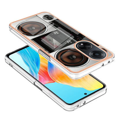 For OPPO A98 Electroplating Marble Dual-side IMD Phone Case(Retro Radio) - OPPO Cases by PMC Jewellery | Online Shopping South Africa | PMC Jewellery | Buy Now Pay Later Mobicred