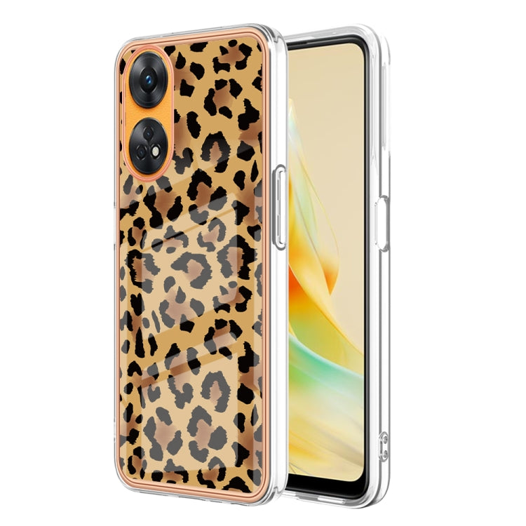 For OPPO Reno8 T 4G Electroplating Marble Dual-side IMD Phone Case(Leopard Print) - OPPO Cases by PMC Jewellery | Online Shopping South Africa | PMC Jewellery | Buy Now Pay Later Mobicred