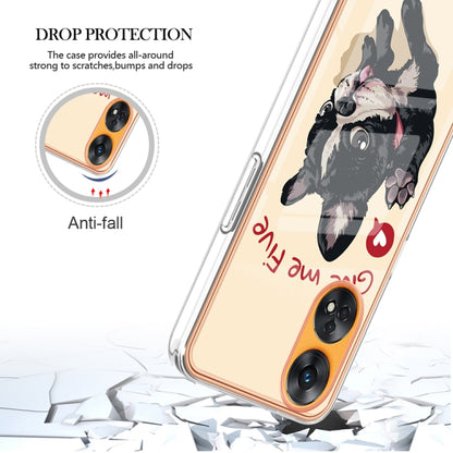 For OPPO Reno8 T 4G Electroplating Marble Dual-side IMD Phone Case(Lucky Dog) - OPPO Cases by PMC Jewellery | Online Shopping South Africa | PMC Jewellery | Buy Now Pay Later Mobicred