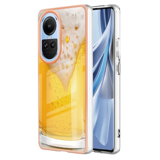 For OPPO Reno10 5G Global Electroplating Marble Dual-side IMD Phone Case(Draft Beer) - OPPO Cases by PMC Jewellery | Online Shopping South Africa | PMC Jewellery | Buy Now Pay Later Mobicred