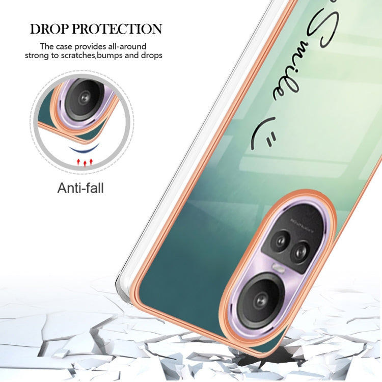 For OPPO Reno10 Pro 5G Global Electroplating Marble Dual-side IMD Phone Case(Smile) - OPPO Cases by PMC Jewellery | Online Shopping South Africa | PMC Jewellery | Buy Now Pay Later Mobicred