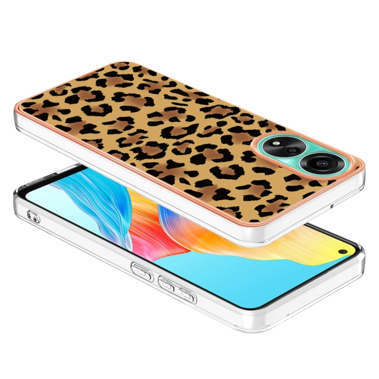 For OPPO A78 4G Electroplating Marble Dual-side IMD Phone Case(Leopard Print) - OPPO Cases by PMC Jewellery | Online Shopping South Africa | PMC Jewellery | Buy Now Pay Later Mobicred