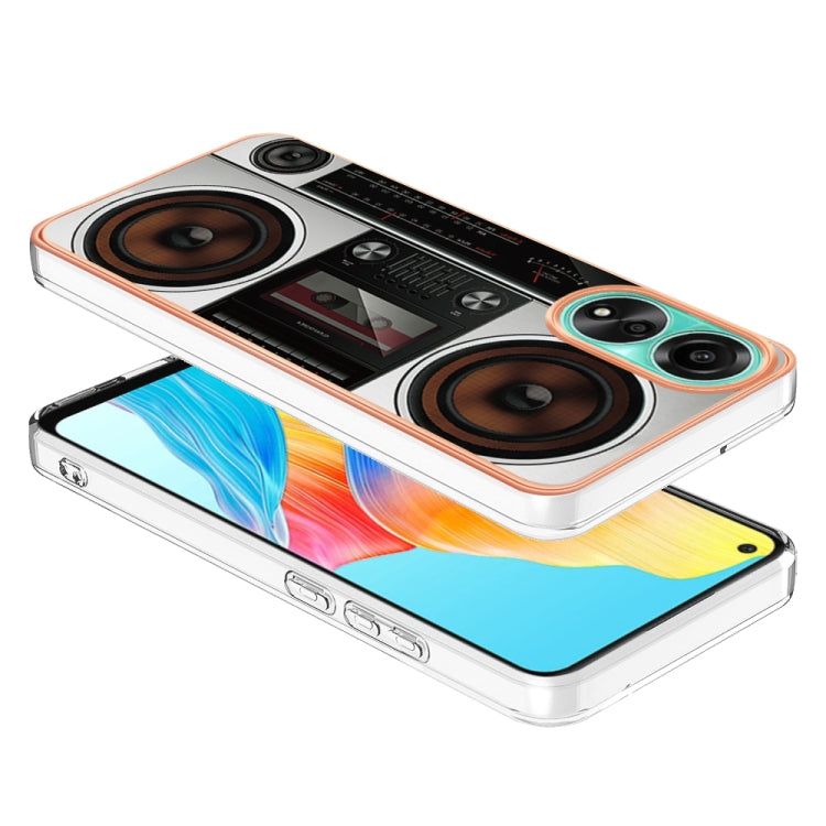 For OPPO A78 4G Electroplating Marble Dual-side IMD Phone Case(Retro Radio) - OPPO Cases by PMC Jewellery | Online Shopping South Africa | PMC Jewellery | Buy Now Pay Later Mobicred