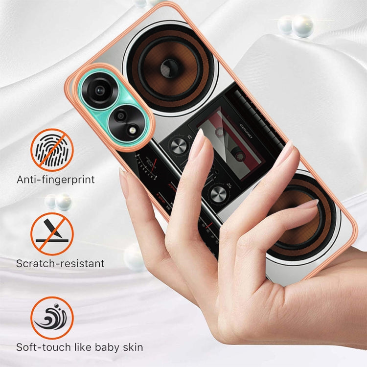 For OPPO A78 4G Electroplating Marble Dual-side IMD Phone Case(Retro Radio) - OPPO Cases by PMC TechLife | Online Shopping South Africa | PMC TechLife | Buy Now Pay Later Mobicred