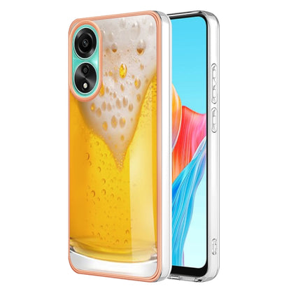 For OPPO A78 4G Electroplating Marble Dual-side IMD Phone Case(Draft Beer) - OPPO Cases by PMC Jewellery | Online Shopping South Africa | PMC Jewellery | Buy Now Pay Later Mobicred