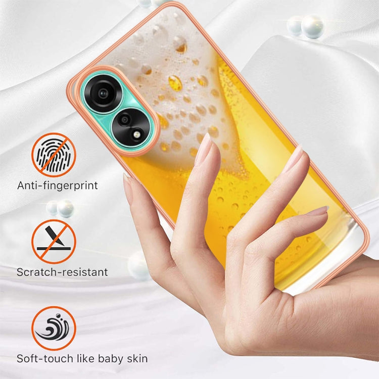 For OPPO A78 4G Electroplating Marble Dual-side IMD Phone Case(Draft Beer) - OPPO Cases by PMC TechLife | Online Shopping South Africa | PMC TechLife | Buy Now Pay Later Mobicred