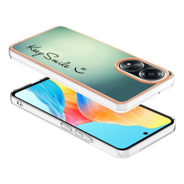 For OPPO A58 4G Electroplating Marble Dual-side IMD Phone Case(Smile) - OPPO Cases by PMC Jewellery | Online Shopping South Africa | PMC Jewellery | Buy Now Pay Later Mobicred