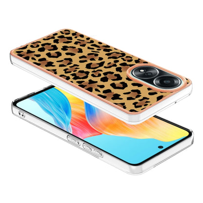 For OPPO A58 4G Electroplating Marble Dual-side IMD Phone Case(Leopard Print) - OPPO Cases by PMC Jewellery | Online Shopping South Africa | PMC Jewellery | Buy Now Pay Later Mobicred