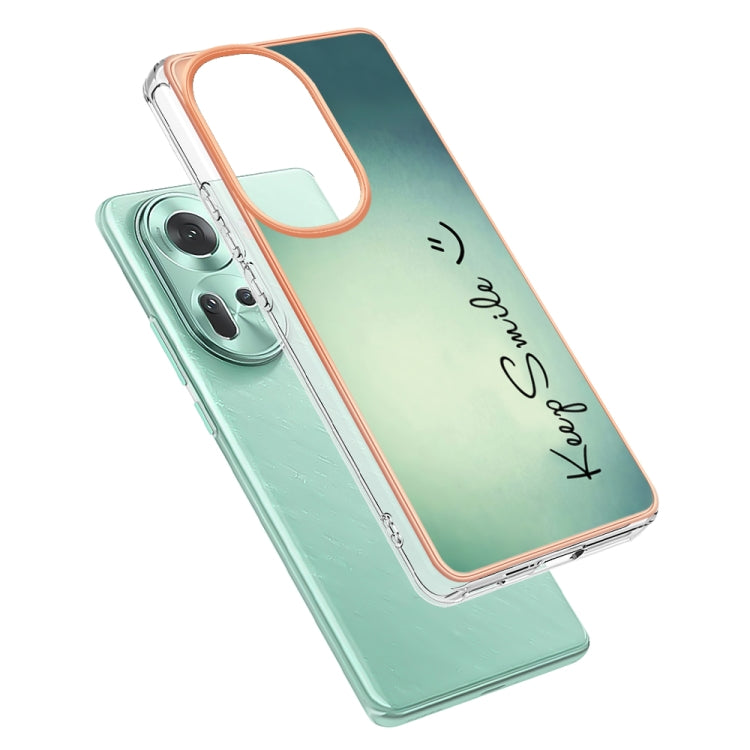 For OPPO Reno11 5G Global Electroplating Marble Dual-side IMD Phone Case(Smile) - Reno11 Cases by PMC Jewellery | Online Shopping South Africa | PMC Jewellery | Buy Now Pay Later Mobicred