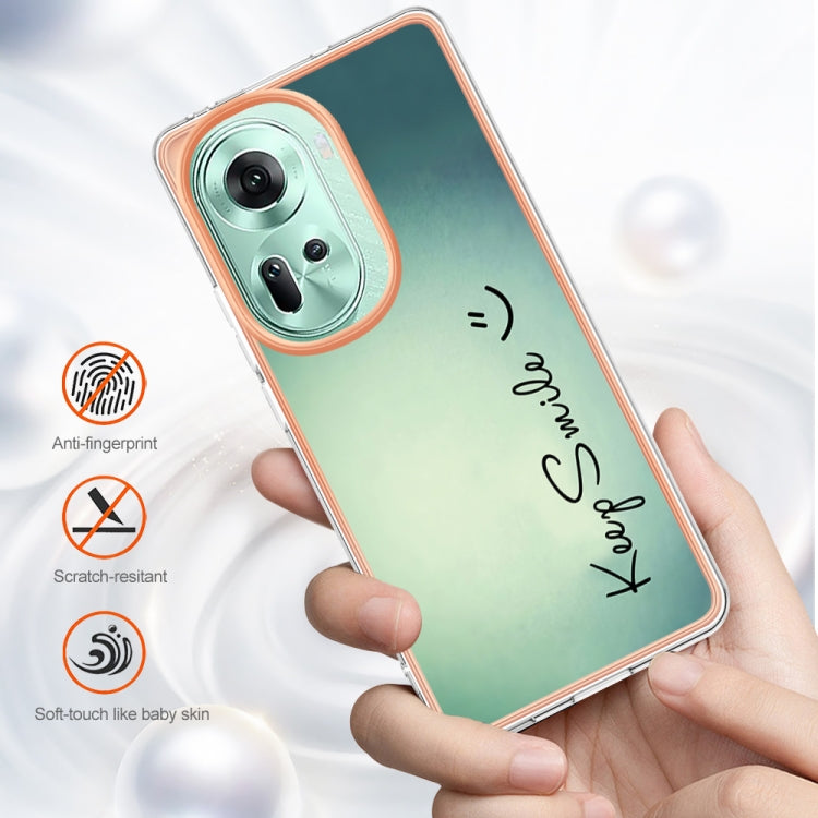 For OPPO Reno11 5G Global Electroplating Marble Dual-side IMD Phone Case(Smile) - Reno11 Cases by PMC Jewellery | Online Shopping South Africa | PMC Jewellery | Buy Now Pay Later Mobicred