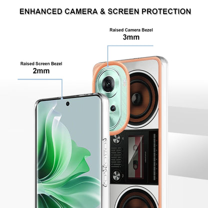 For OPPO Reno11 5G Global Electroplating Marble Dual-side IMD Phone Case(Retro Radio) - Reno11 Cases by PMC Jewellery | Online Shopping South Africa | PMC Jewellery | Buy Now Pay Later Mobicred