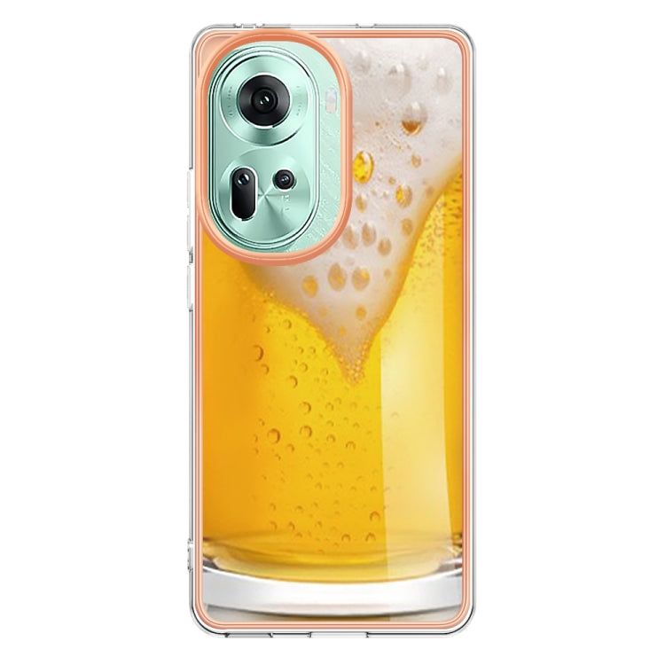 For OPPO Reno11 5G Global Electroplating Marble Dual-side IMD Phone Case(Draft Beer) - Reno11 Cases by PMC TechLife | Online Shopping South Africa | PMC TechLife | Buy Now Pay Later Mobicred