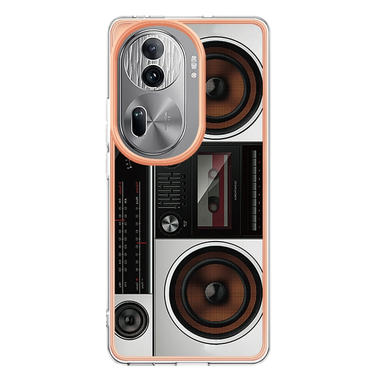 For OPPO Reno11 Pro 5G Global Electroplating Marble Dual-side IMD Phone Case(Retro Radio) - Reno11 Pro Cases by PMC Jewellery | Online Shopping South Africa | PMC Jewellery | Buy Now Pay Later Mobicred