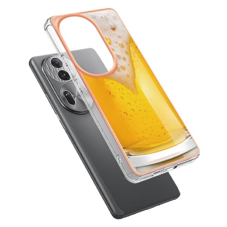 For OPPO Reno11 Pro 5G Global Electroplating Marble Dual-side IMD Phone Case(Draft Beer) - Reno11 Pro Cases by PMC TechLife | Online Shopping South Africa | PMC TechLife | Buy Now Pay Later Mobicred