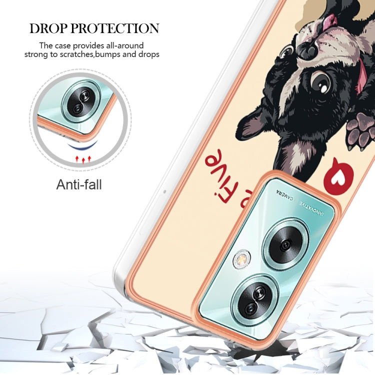 For OPPO A79 5G Global Electroplating Marble Dual-side IMD Phone Case(Lucky Dog) - OPPO Cases by PMC TechLife | Online Shopping South Africa | PMC TechLife | Buy Now Pay Later Mobicred