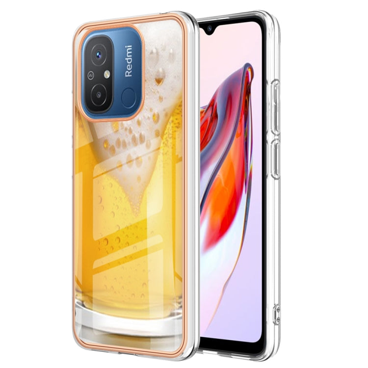 For Xiaomi Redmi 12C / 11A 4G Electroplating Marble Dual-side IMD Phone Case(Draft Beer) - Xiaomi Cases by PMC TechLife | Online Shopping South Africa | PMC TechLife | Buy Now Pay Later Mobicred