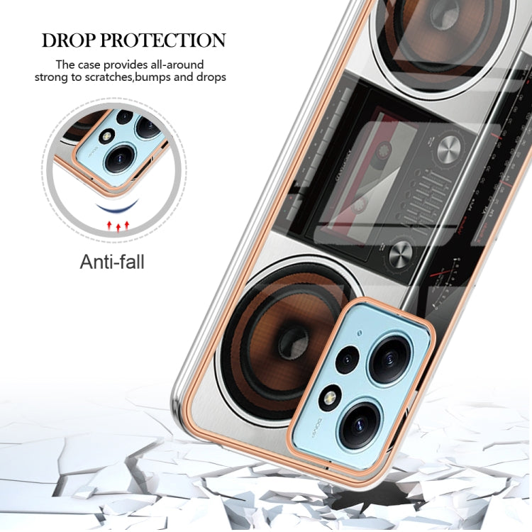 For Xiaomi Redmi Note 12 4G Electroplating Marble Dual-side IMD Phone Case(Retro Radio) - Xiaomi Cases by PMC TechLife | Online Shopping South Africa | PMC TechLife | Buy Now Pay Later Mobicred