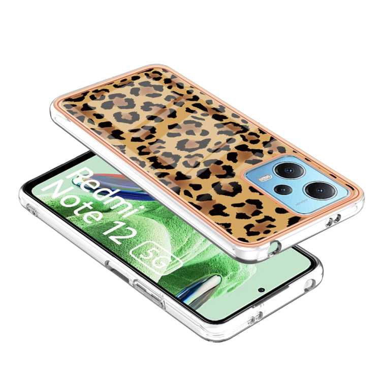 For Xiaomi Redmi Note 12 5G Global Electroplating Marble Dual-side IMD Phone Case(Leopard Print) - Xiaomi Cases by PMC Jewellery | Online Shopping South Africa | PMC Jewellery | Buy Now Pay Later Mobicred