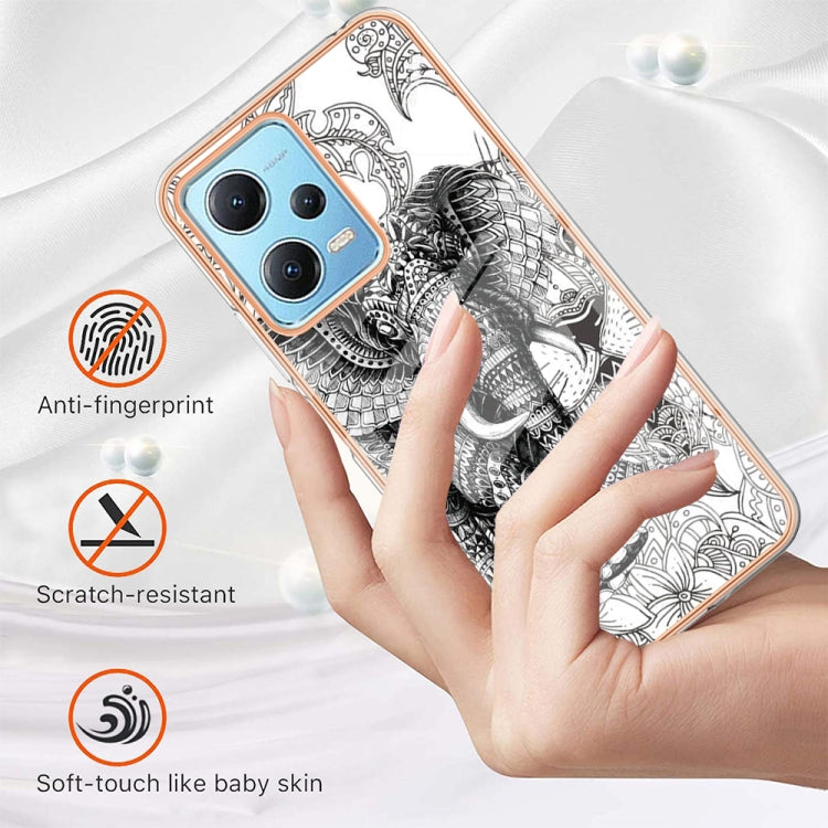 For Xiaomi Redmi Note 12 5G Global Electroplating Marble Dual-side IMD Phone Case(Totem Elephant) - Xiaomi Cases by PMC TechLife | Online Shopping South Africa | PMC TechLife | Buy Now Pay Later Mobicred