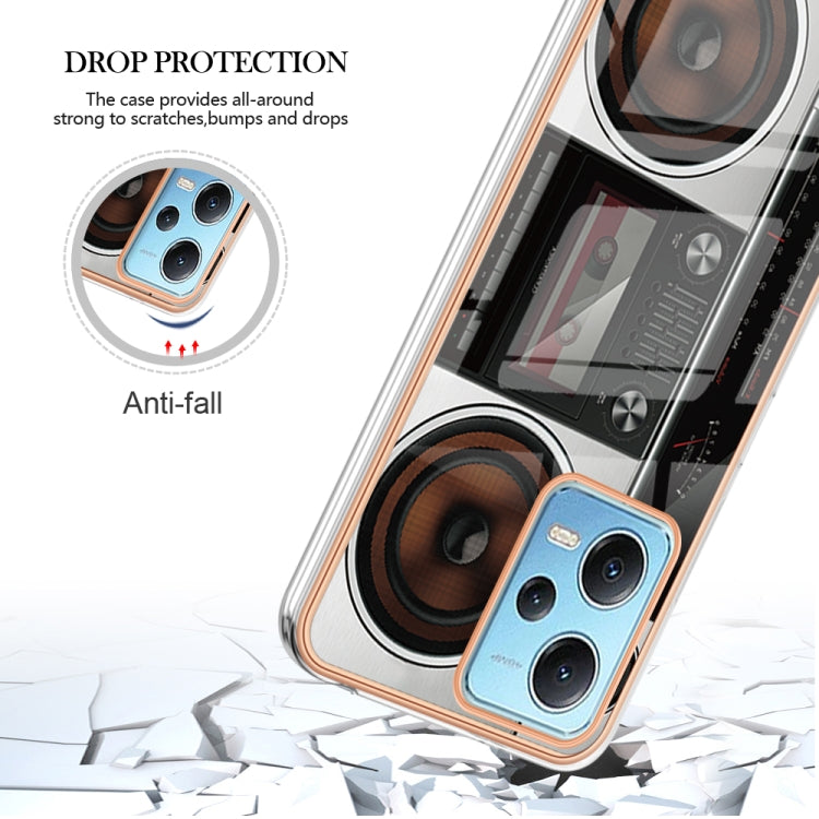 For Xiaomi Redmi Note 12 5G Global Electroplating Marble Dual-side IMD Phone Case(Retro Radio) - Xiaomi Cases by PMC TechLife | Online Shopping South Africa | PMC TechLife | Buy Now Pay Later Mobicred