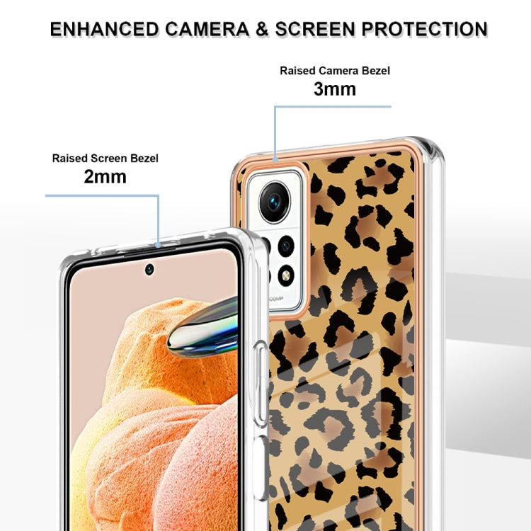 For Xiaomi Redmi Note 12 Pro 4G Global Electroplating Marble Dual-side IMD Phone Case(Leopard Print) - Xiaomi Cases by PMC TechLife | Online Shopping South Africa | PMC TechLife | Buy Now Pay Later Mobicred