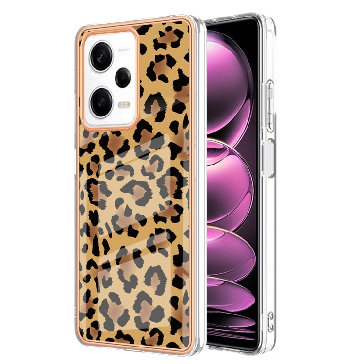 For Xiaomi Redmi Note 12 Pro 5G Global Electroplating Marble Dual-side IMD Phone Case(Leopard Print) - Xiaomi Cases by PMC TechLife | Online Shopping South Africa | PMC TechLife | Buy Now Pay Later Mobicred