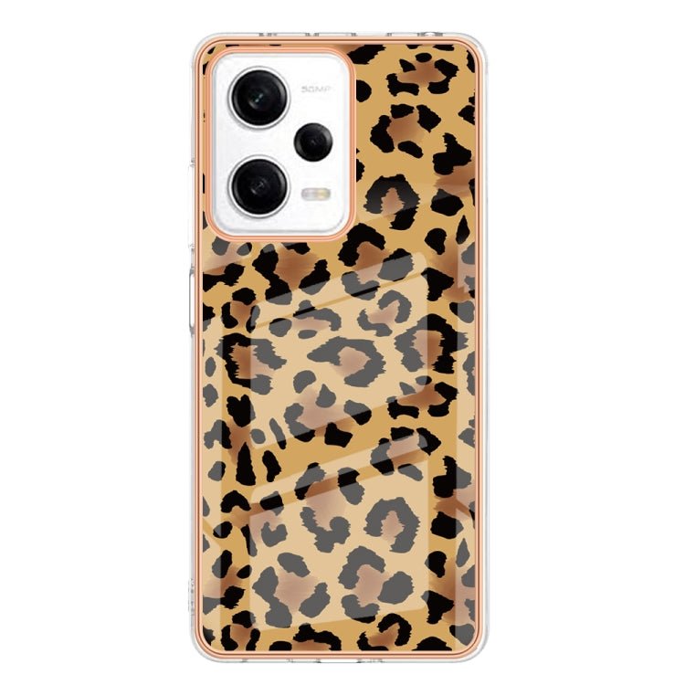 For Xiaomi Redmi Note 12 Pro 5G Global Electroplating Marble Dual-side IMD Phone Case(Leopard Print) - Xiaomi Cases by PMC TechLife | Online Shopping South Africa | PMC TechLife | Buy Now Pay Later Mobicred