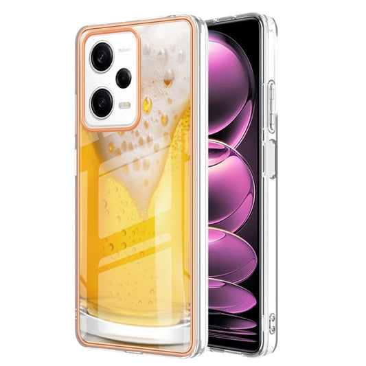 For Xiaomi Redmi Note 12 Pro 5G Global Electroplating Marble Dual-side IMD Phone Case(Draft Beer) - Xiaomi Cases by PMC Jewellery | Online Shopping South Africa | PMC Jewellery | Buy Now Pay Later Mobicred