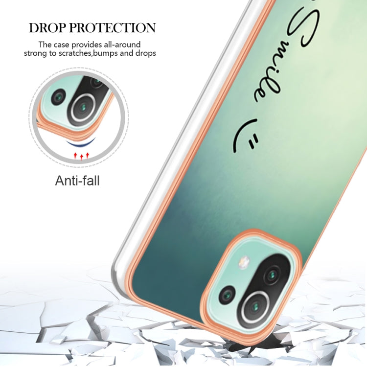 For Xiaomi 11 Lite Electroplating Marble Dual-side IMD Phone Case(Smile) - Xiaomi Cases by PMC Jewellery | Online Shopping South Africa | PMC Jewellery | Buy Now Pay Later Mobicred