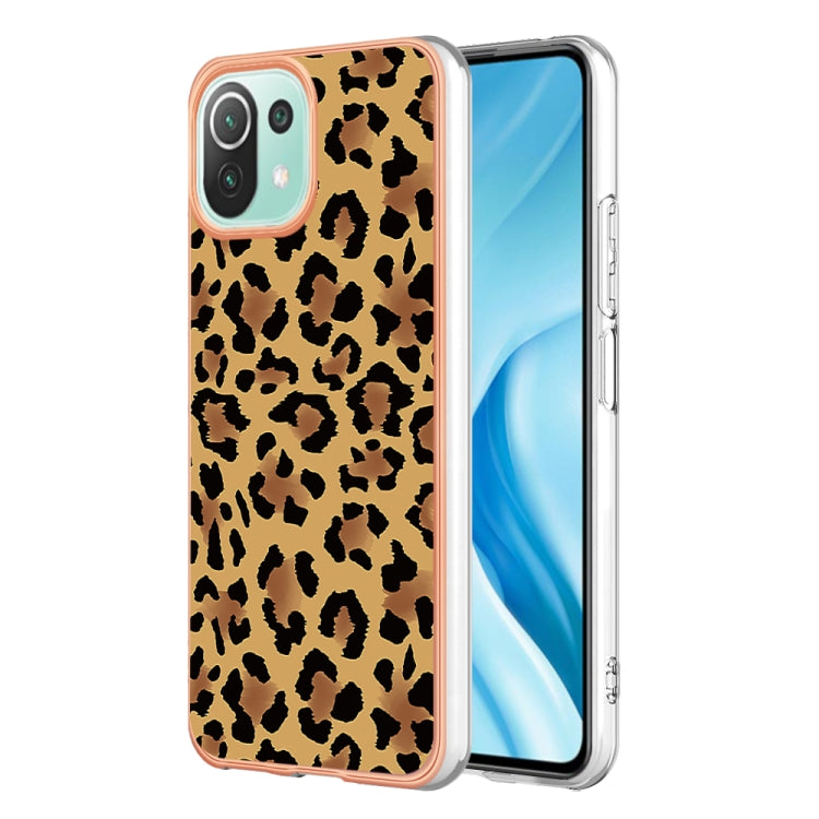 For Xiaomi 11 Lite Electroplating Marble Dual-side IMD Phone Case(Leopard Print) - Xiaomi Cases by PMC TechLife | Online Shopping South Africa | PMC TechLife | Buy Now Pay Later Mobicred