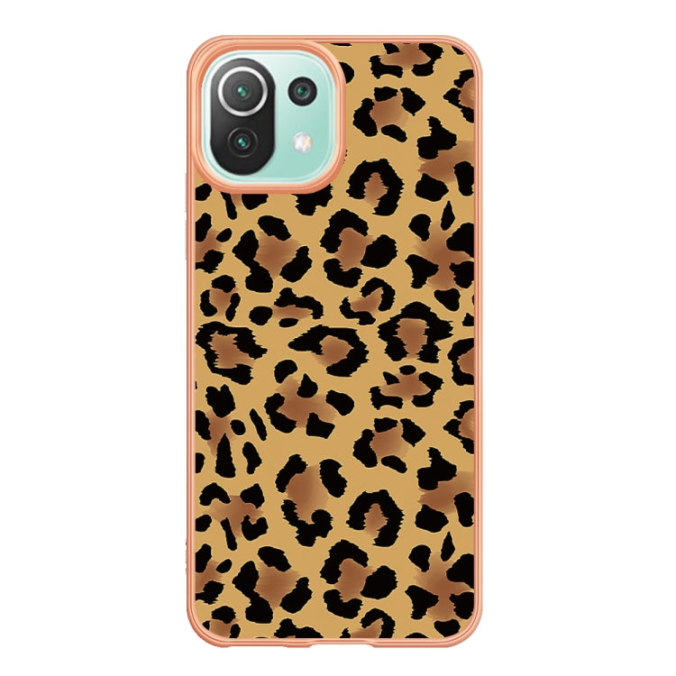 For Xiaomi 11 Lite Electroplating Marble Dual-side IMD Phone Case(Leopard Print) - Xiaomi Cases by PMC TechLife | Online Shopping South Africa | PMC TechLife | Buy Now Pay Later Mobicred