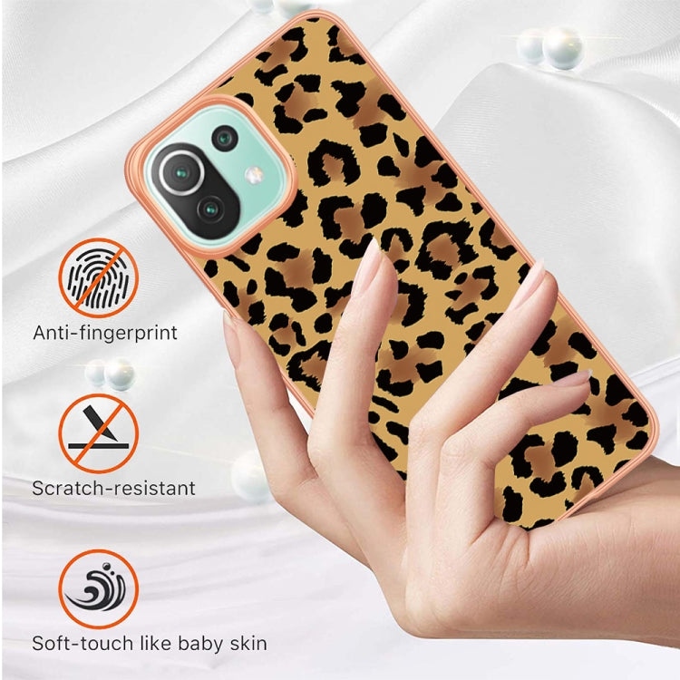 For Xiaomi 11 Lite Electroplating Marble Dual-side IMD Phone Case(Leopard Print) - Xiaomi Cases by PMC TechLife | Online Shopping South Africa | PMC TechLife | Buy Now Pay Later Mobicred