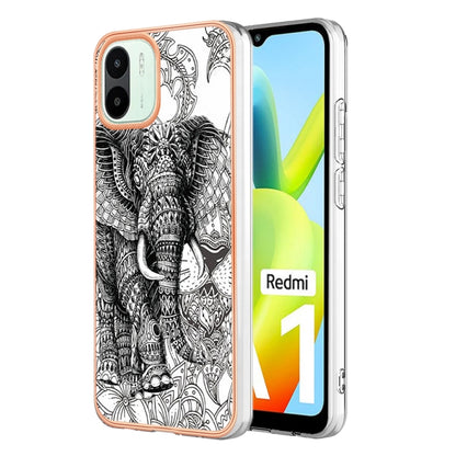 For Xiaomi Redmi A1 Electroplating Marble Dual-side IMD Phone Case(Totem Elephant) - Xiaomi Cases by PMC Jewellery | Online Shopping South Africa | PMC Jewellery | Buy Now Pay Later Mobicred