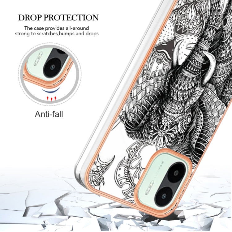 For Xiaomi Redmi A1 Electroplating Marble Dual-side IMD Phone Case(Totem Elephant) - Xiaomi Cases by PMC Jewellery | Online Shopping South Africa | PMC Jewellery | Buy Now Pay Later Mobicred