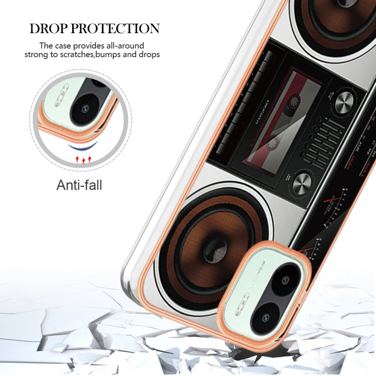 For Xiaomi Redmi A1 Electroplating Marble Dual-side IMD Phone Case(Retro Radio) - Xiaomi Cases by PMC TechLife | Online Shopping South Africa | PMC TechLife | Buy Now Pay Later Mobicred