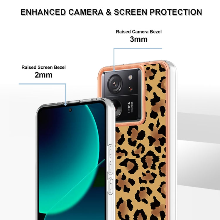 For Xiaomi 13T/13T Pro Electroplating Marble Dual-side IMD Phone Case(Leopard Print) - Xiaomi Cases by PMC Jewellery | Online Shopping South Africa | PMC Jewellery | Buy Now Pay Later Mobicred