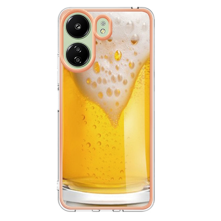 For Xiaomi Redmi 13C 4G Electroplating Marble Dual-side IMD Phone Case(Draft Beer) - 13C Cases by PMC Jewellery | Online Shopping South Africa | PMC Jewellery | Buy Now Pay Later Mobicred